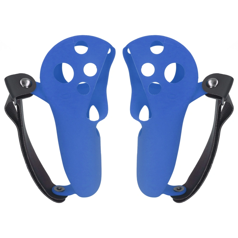 2pcs Touch Controller Grip Cover Silicone Grip Cover Protector with Knuckle Straps for Meta Quest Pro Blue