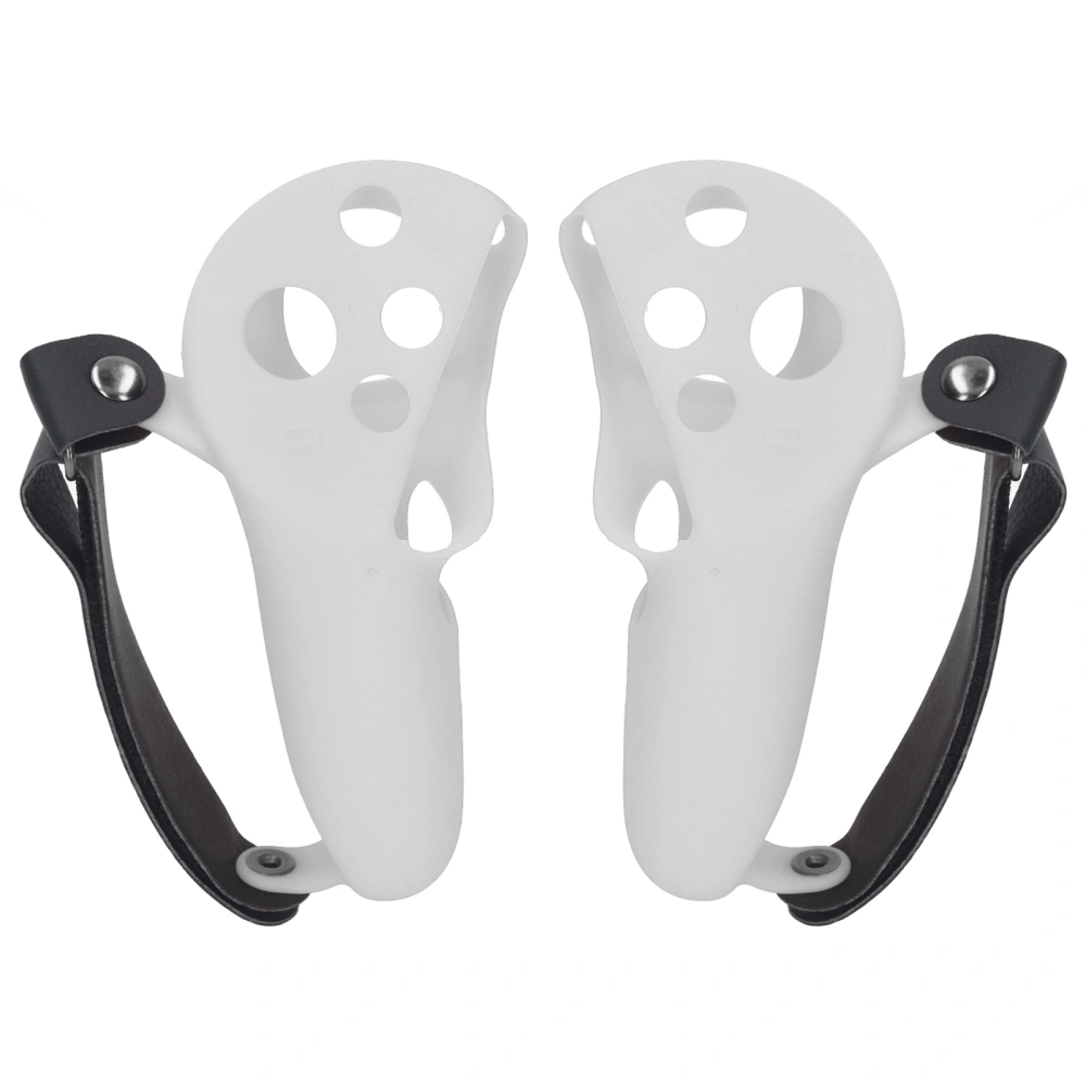 2pcs Touch Controller Grip Cover Silicone Grip Cover Protector with Knuckle Straps for Meta Quest Pro Light Grey