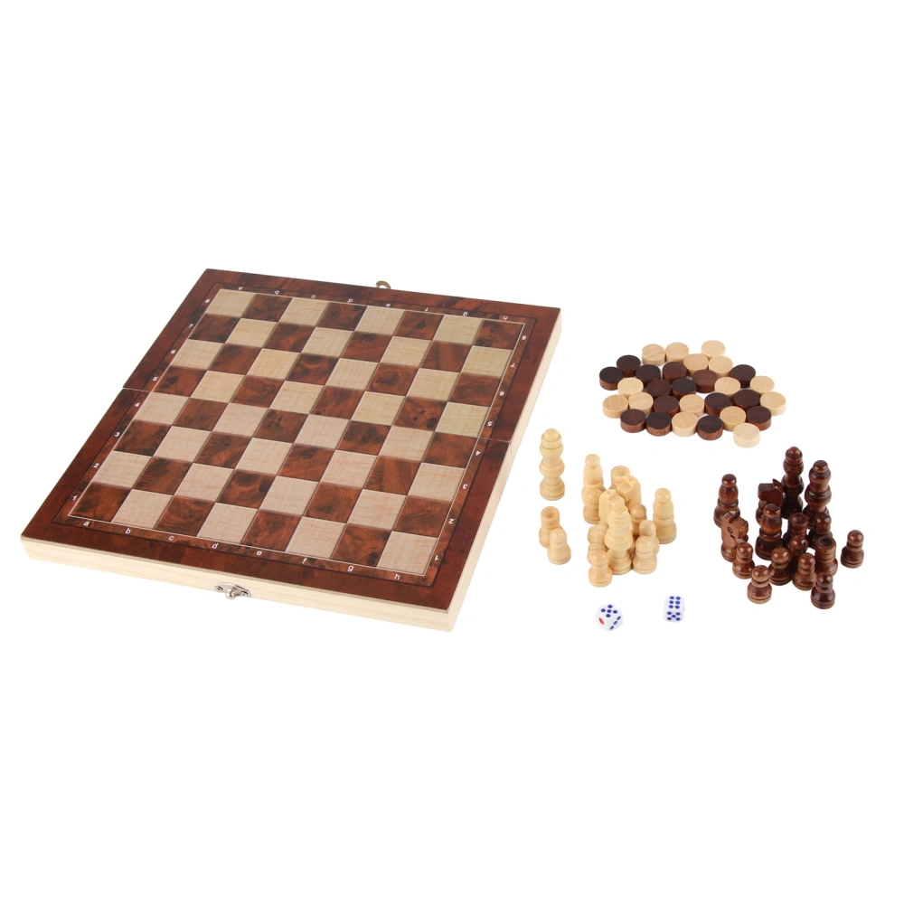 3 in 1 Chess Board Game Set Intellectual Growth Chess Checkers Set for Family Friends Wood 24 X 24cm / 9.4 X 9.4in