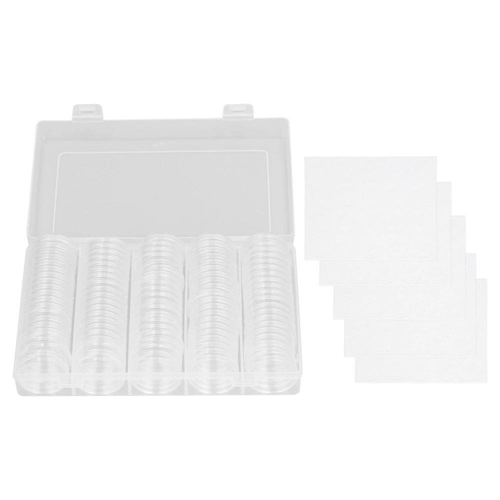 100pcs 17 To 30mm Coin Capsules 5 Sizes Protection Clear Coin Holder Case with Foam Seals