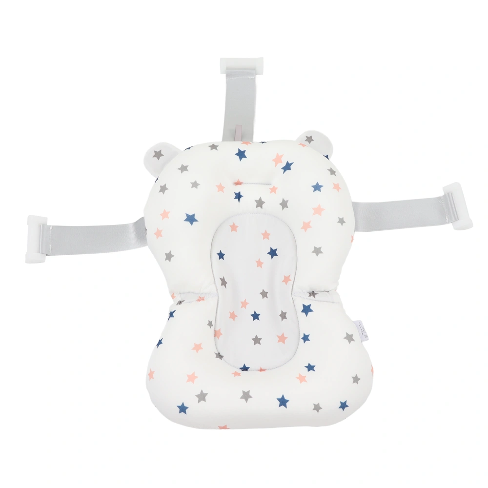 Baby Bath Seat Cushion Floating Safe Foldable Adjustable Infant Bath Supporter for Newborn White Stars