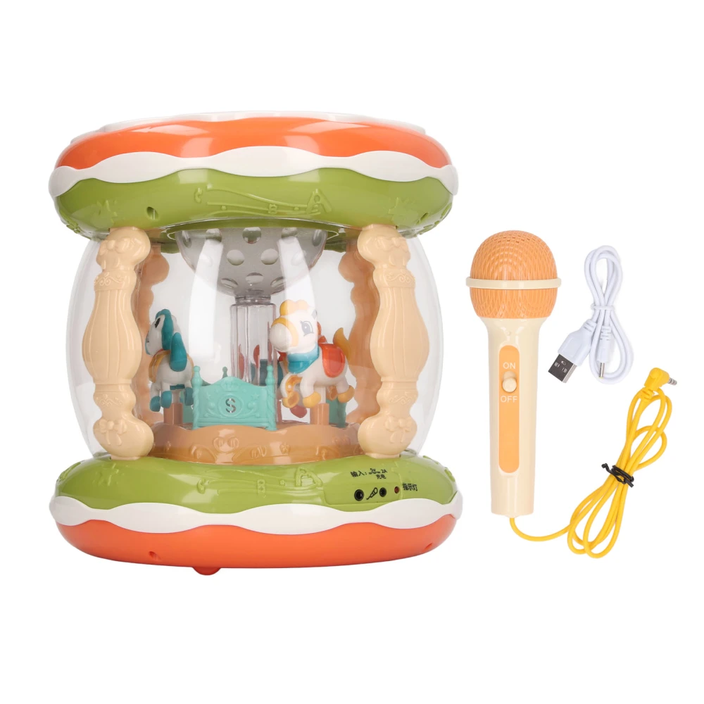 Music Toy Rotating Colorful Musical Light Up Drum Toy with Microphone for Home Kindergarten Gift