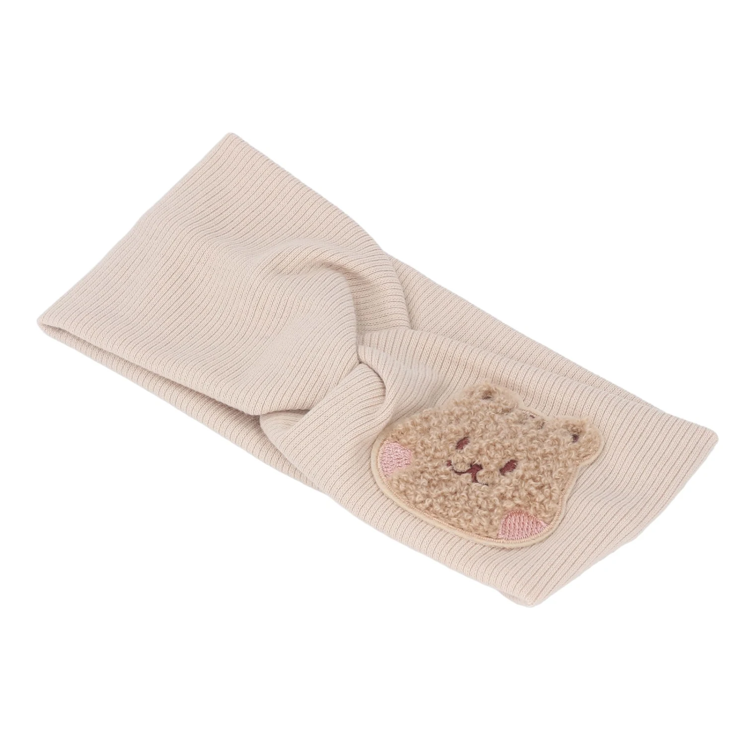 Baby Headbands Soft Cotton Super Stretchy Cartoon Pattern Head Protection Wrap for Toddlers Beige