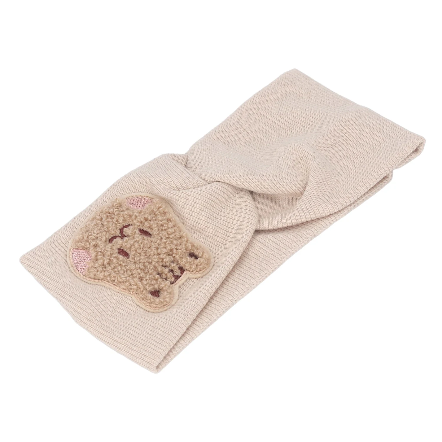 Baby Headbands Soft Cotton Super Stretchy Cartoon Pattern Head Protection Wrap for Toddlers Beige