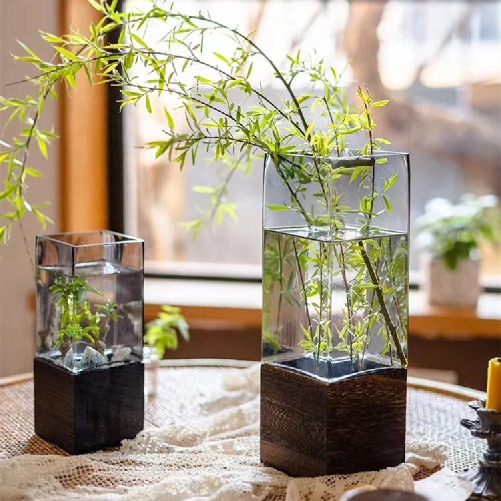 Wooden Pallet Glass Vase Decoration Transparent Decoration