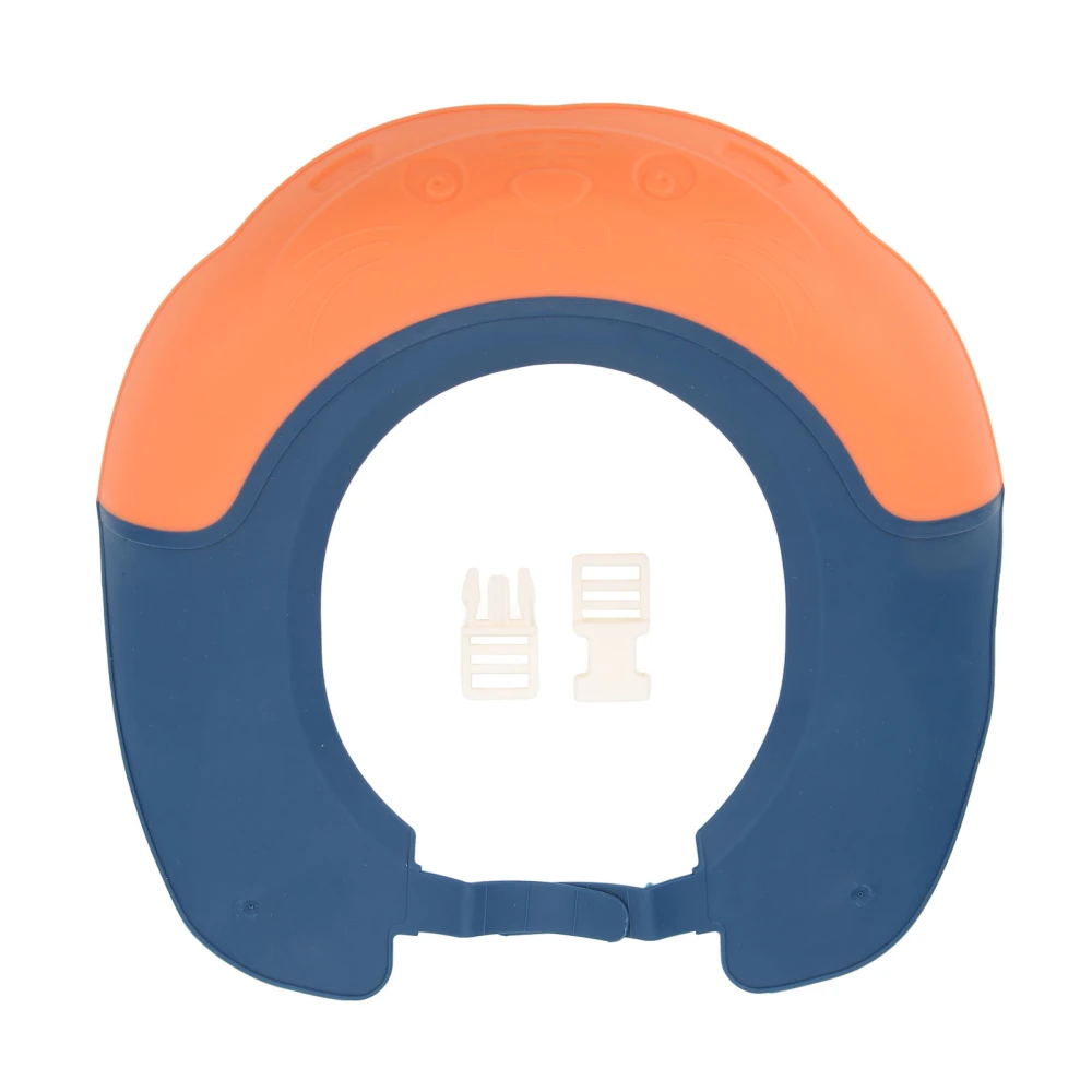 Kids Washing Hair Shield Waterproof Silicone Elastic Widen Brim Baby Adjustable Shower Shield Orange Blue