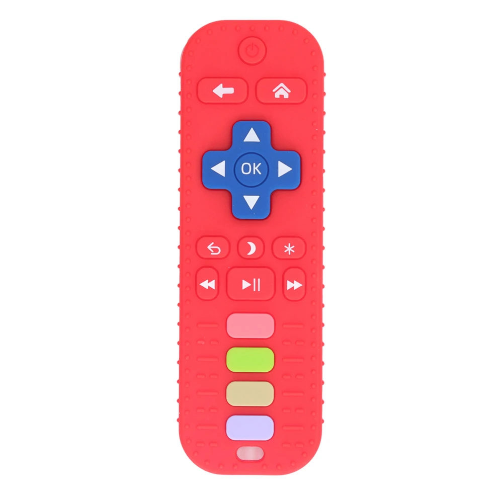 Silicone Teething Toy Safe Soft Gum Massage Chewing Remote Control Shape Teethers for Infant Toddlers Red