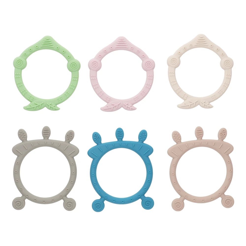 6pcs Baby Teething Toys Colorful Different Shapes Relieve Gum Swelling Silicone Teether