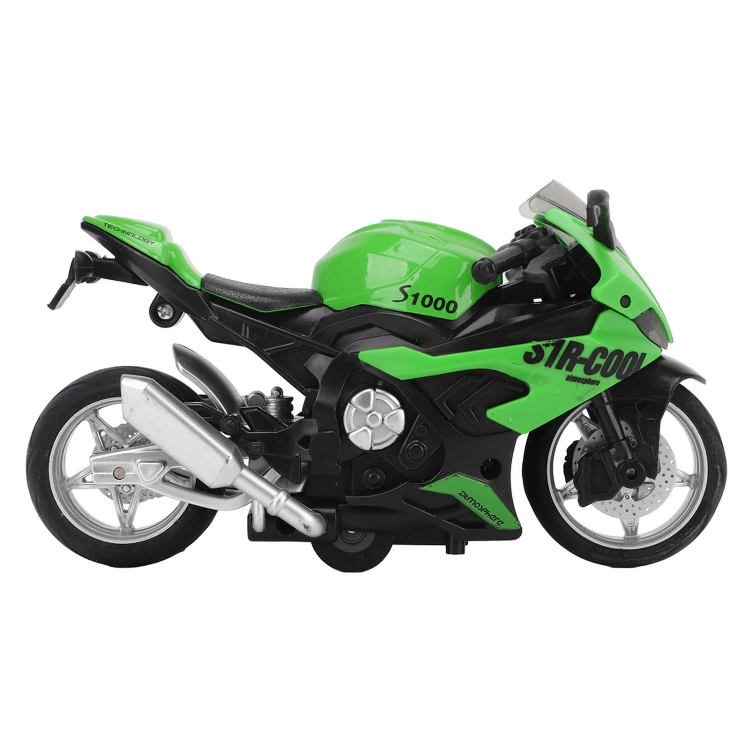 Kids Pull Back Motorcycle Toy Sound Light Effects High Simulation Alloy Motorcycle Model Green
