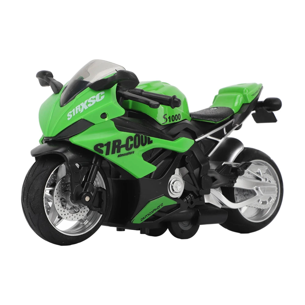 Kids Pull Back Motorcycle Toy Sound Light Effects High Simulation Alloy Motorcycle Model Green