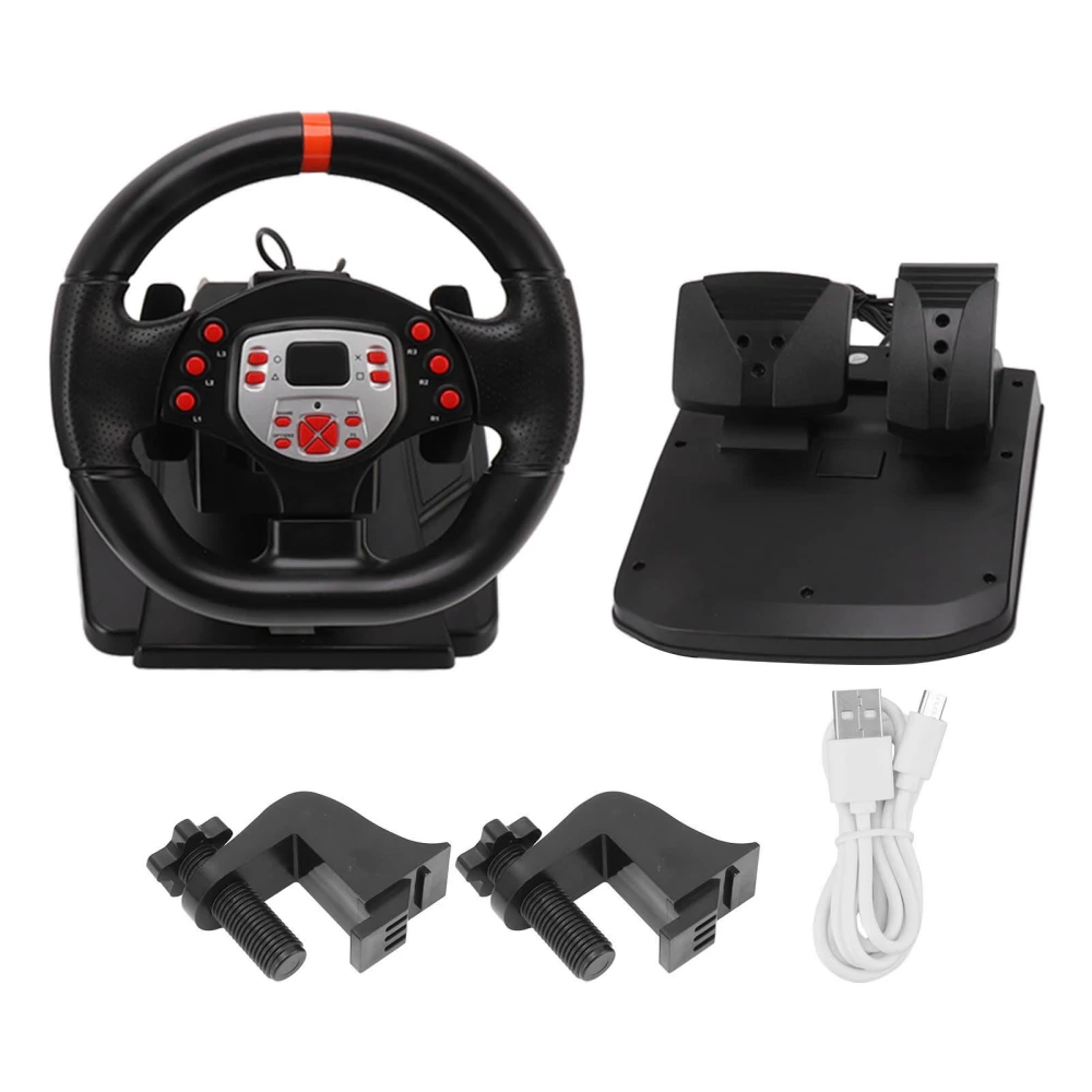 Game Racing Wheels Plug and Play 180 Degree USB PC Steering Wheel with Pedals for XBOX 360 PC for PS3 for Switch