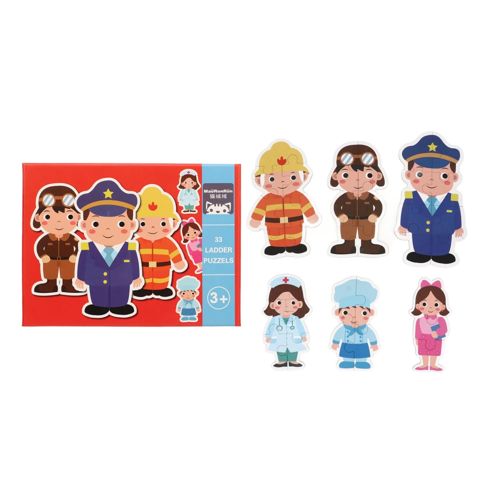 33 Kinds Jigsaw Puzzle People Shaped Pine Wood Fun Playing Teaching Toy for Above 3 Years Old