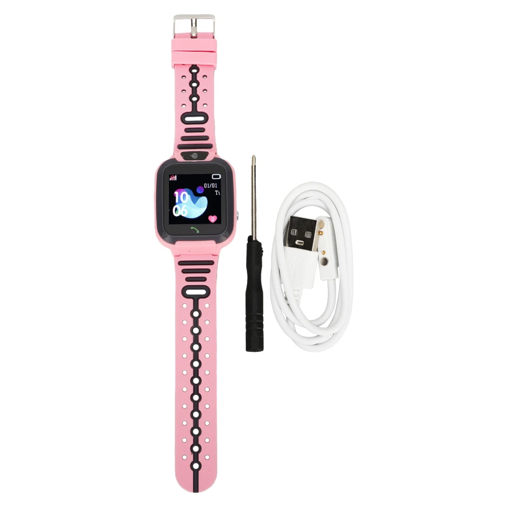 Child Intelligent Watch Camera Alarm Tracker Pedometer Video Call IP67 Waterproof Kids Smart Watch Phone Pink