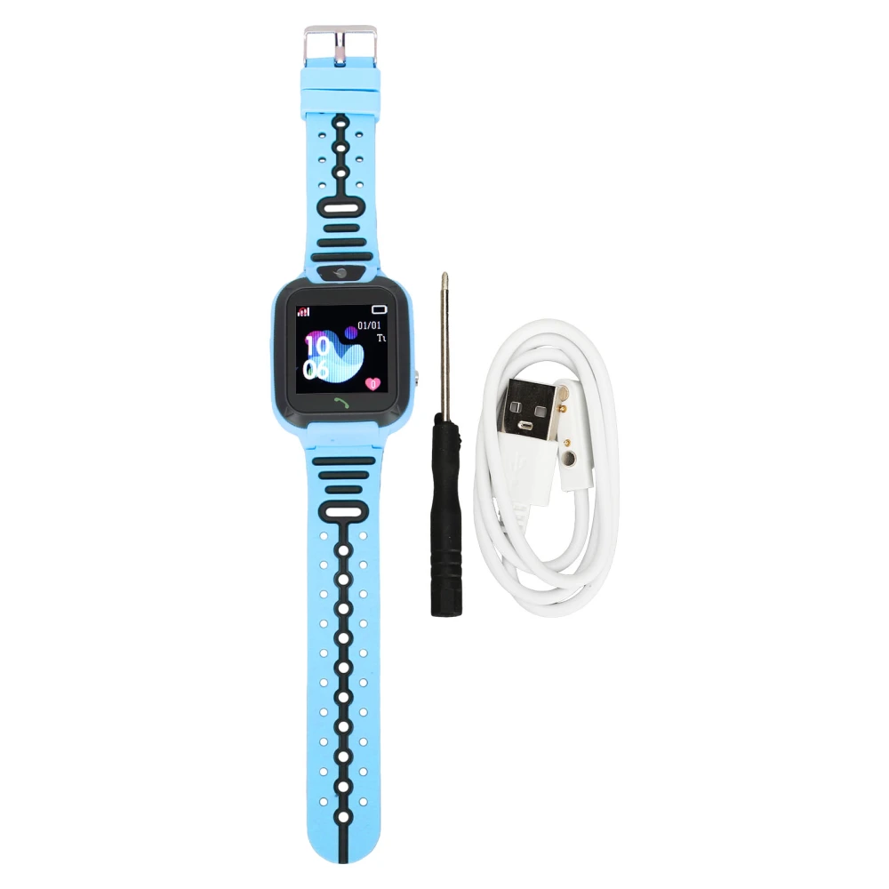 Child Intelligent Watch Camera Alarm Tracker Pedometer Video Call IP67 Waterproof Kids Smart Watch Phone Blue