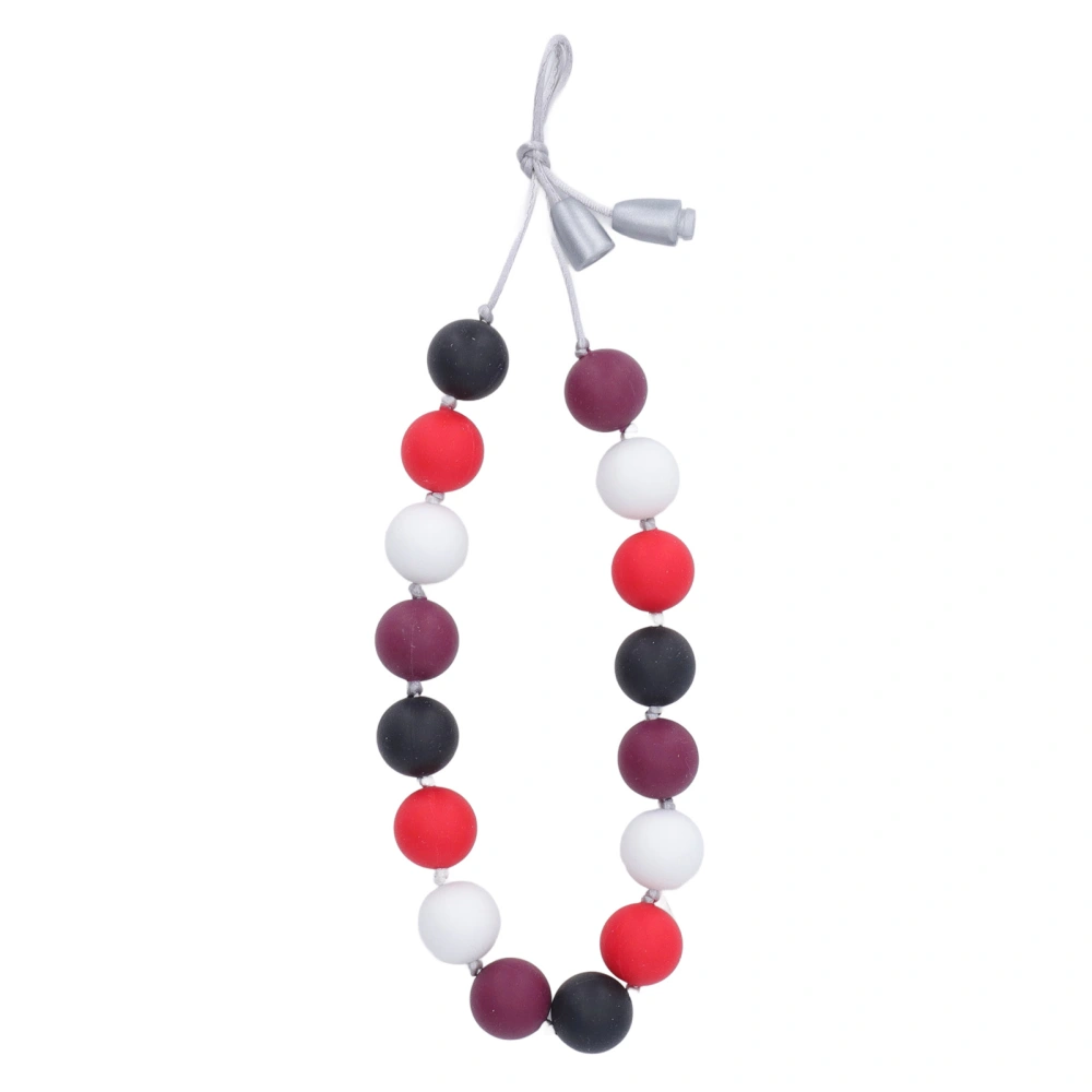 Soft Silicone Beaded Chewable Necklace Baby Bright Color Gum Massage Teething Necklace for Infant Red