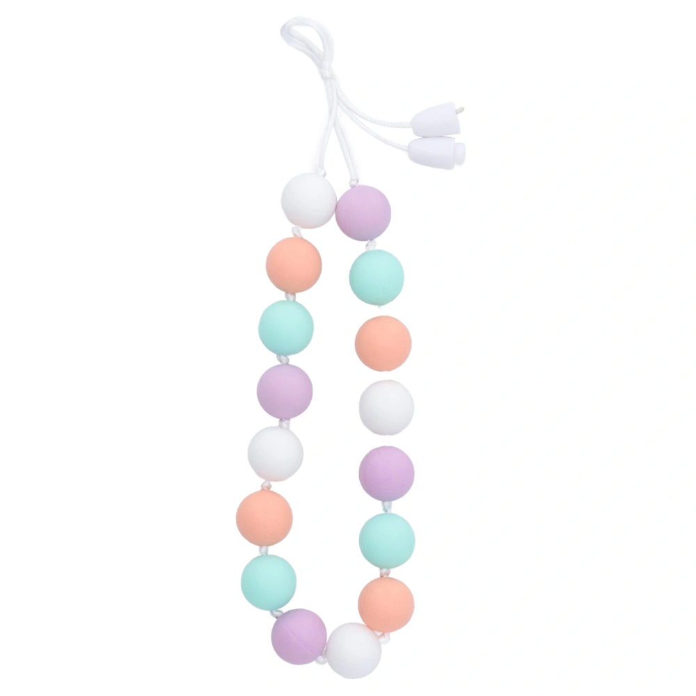 Soft Silicone Beaded Chewable Necklace Baby Bright Color Gum Massage Teething Necklace for Infant Purple