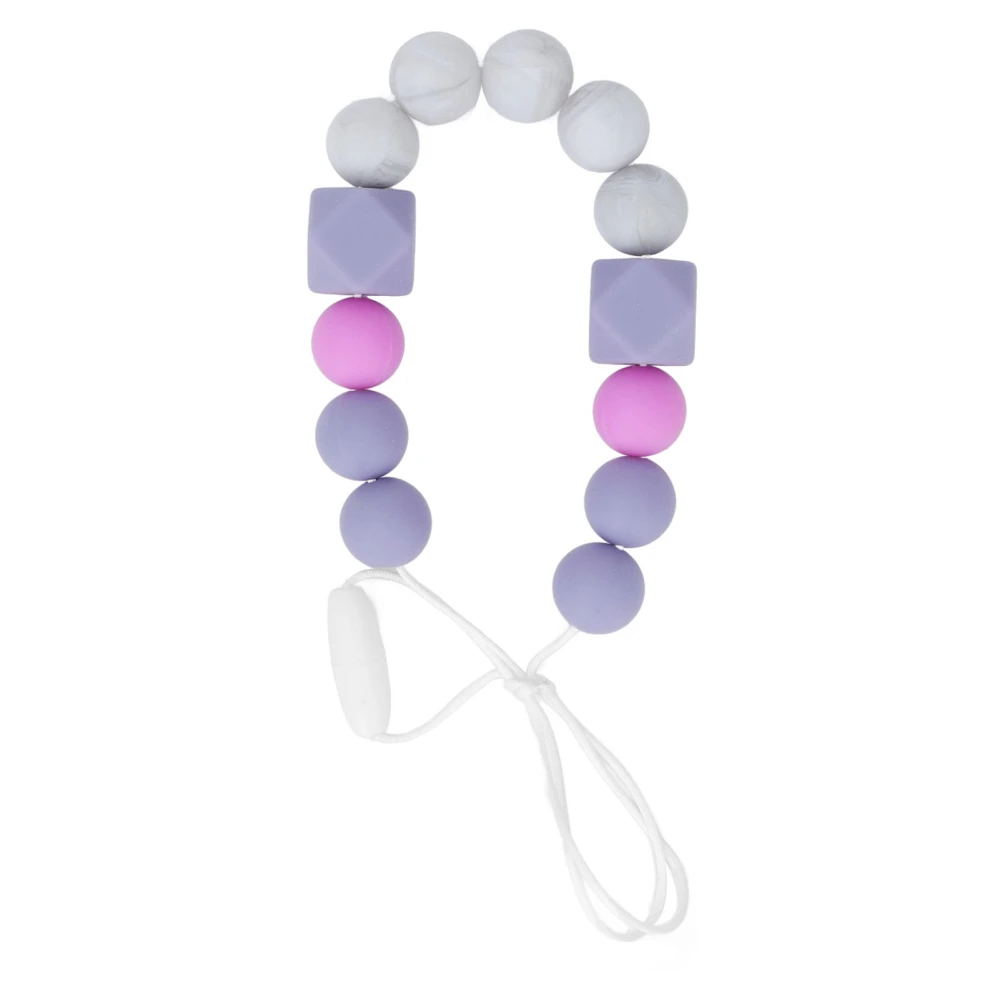 Infant Teething Necklace Toddlers Exquisite Soft Silicone Beaded Chewable Teething Necklace for Gum Massage Lilac Purple