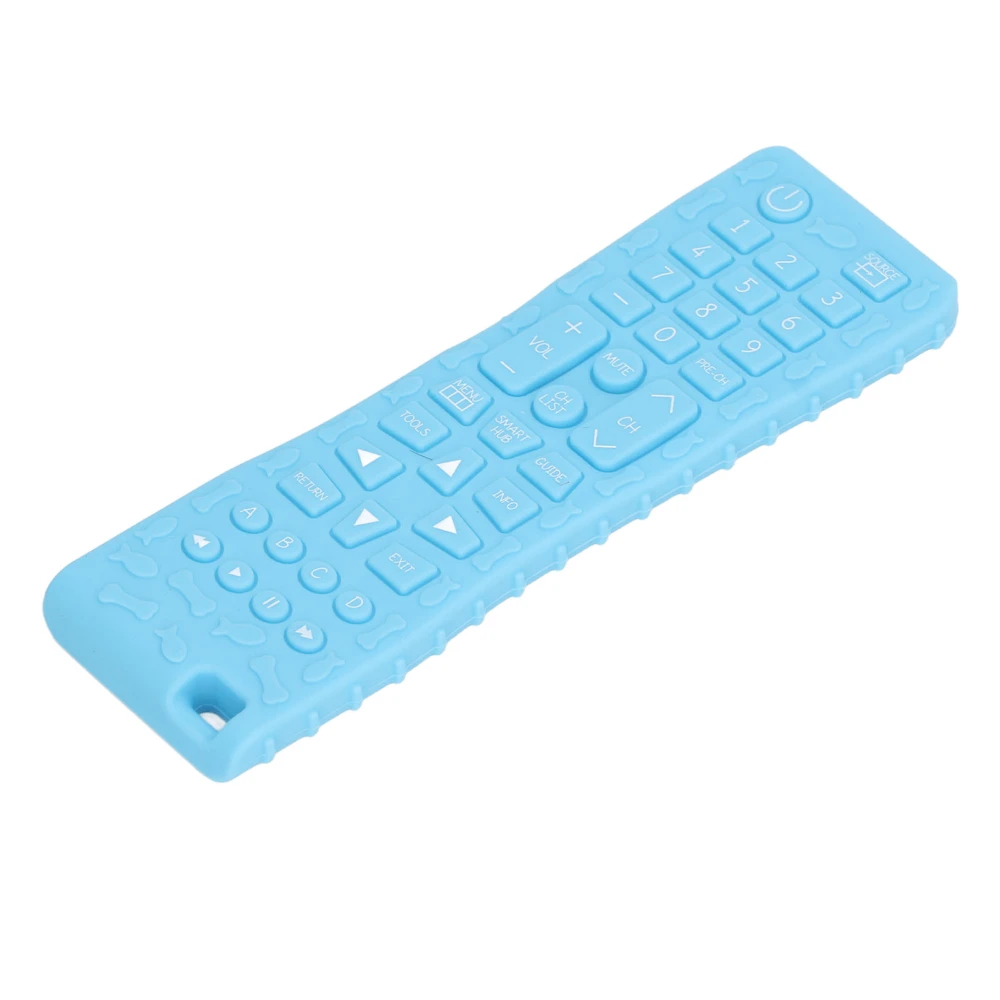 Baby TV Remote Control Shape Teething Toy 37 Keys Sensory Chew Bright Color Silicone Teether Sky Blue