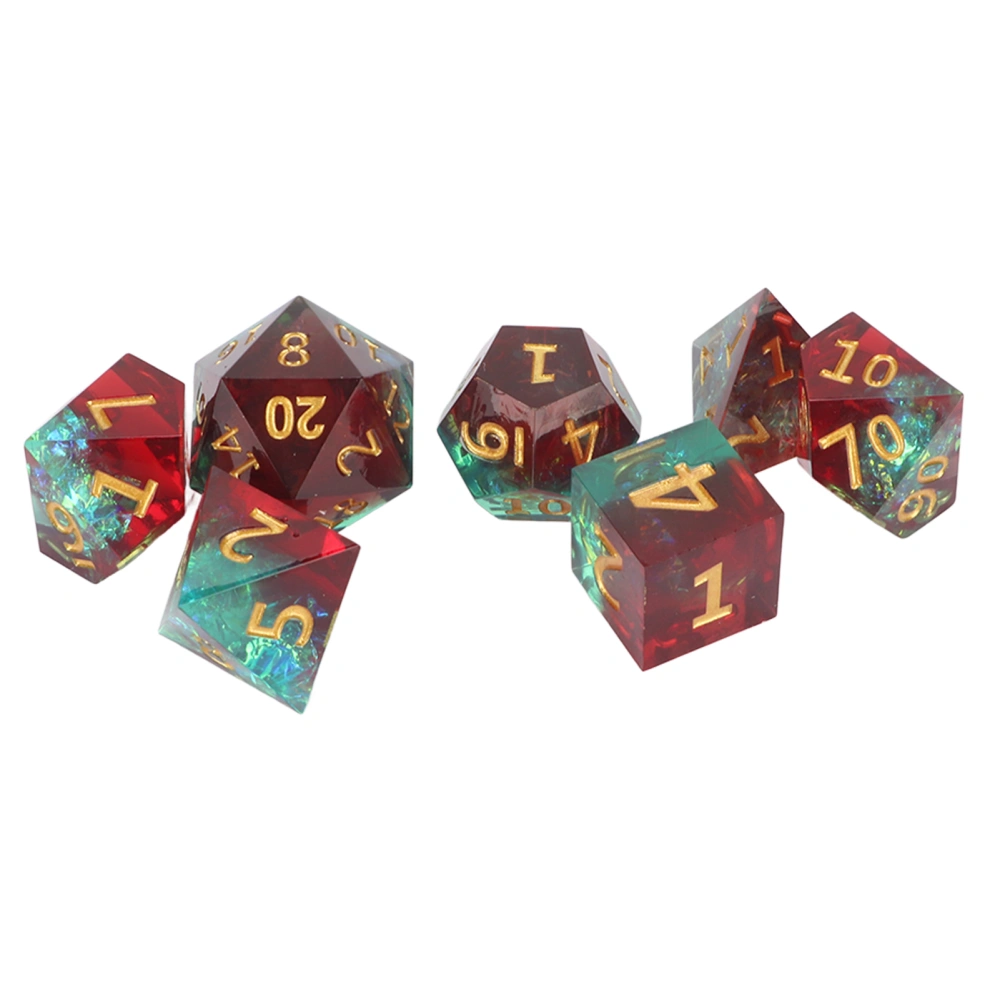 7pcs Dice Set Epoxy Resin Polyhedron Polished Role Playing Game Dice Kit for Math Teaching Tabletop Type 1