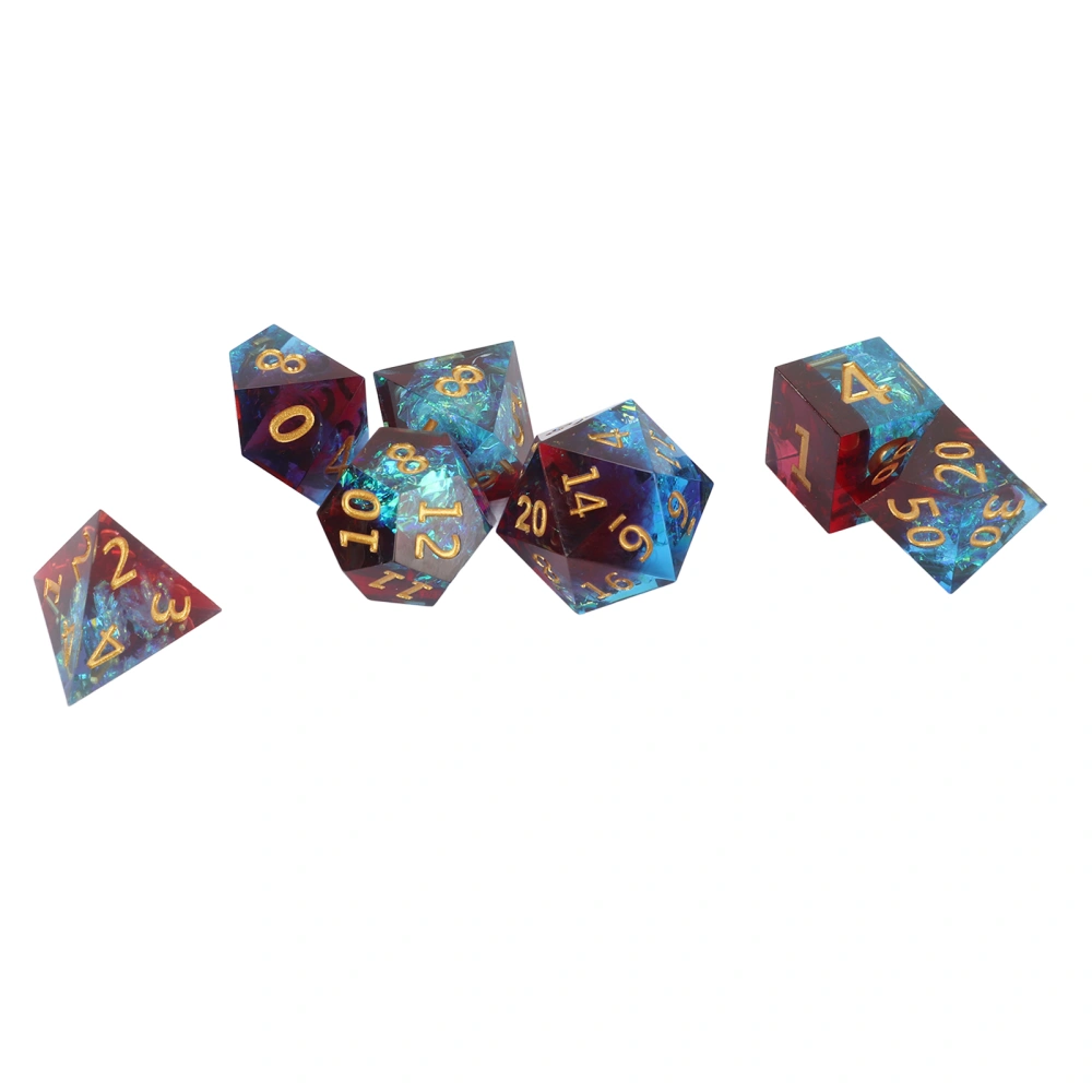 7pcs Dice Set Epoxy Resin Polyhedron Polished Role Playing Game Dice Kit for Math Teaching Tabletop Type 2