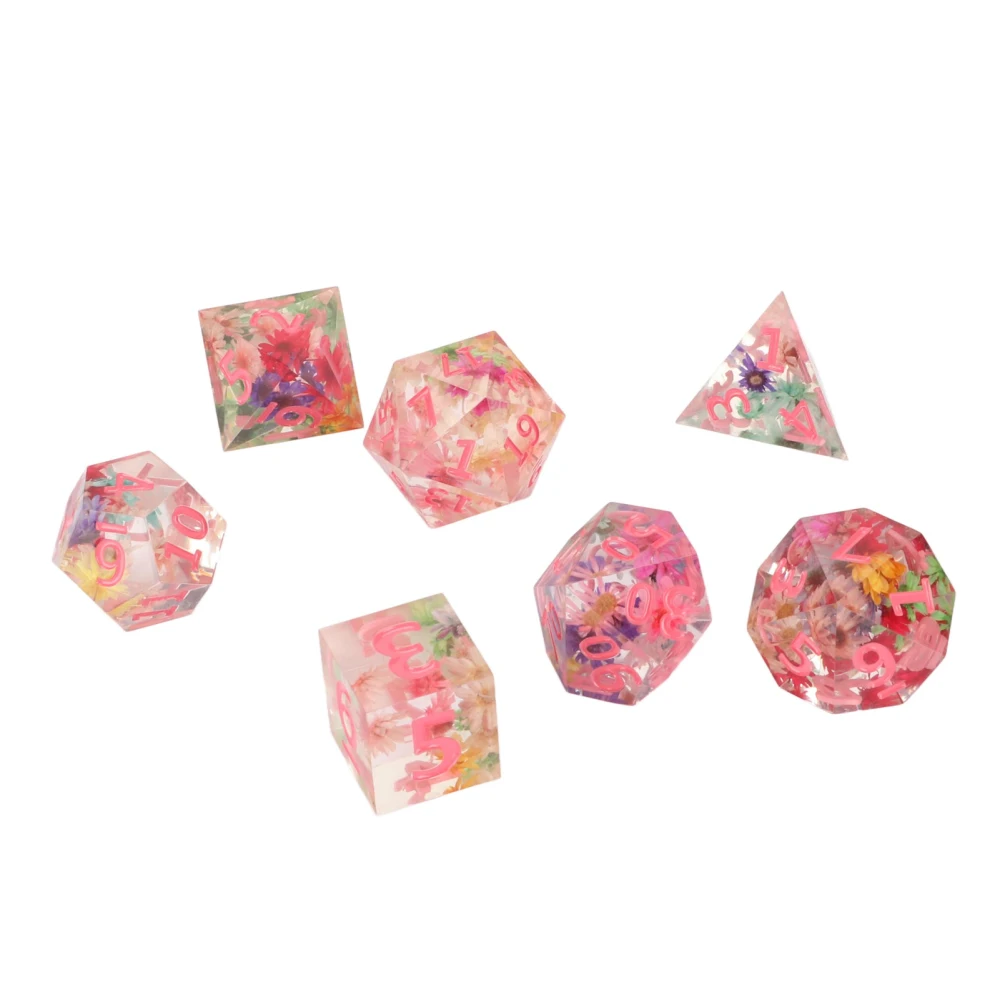 7Pcs Dice Multi Sided Transparent Resin Home Decoration Ornament Game Accessory for Party