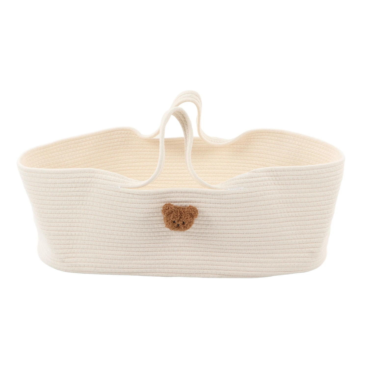 Baby Sleeping Basket Foldable Cartoon Safety Portable Cotton Baby Carrying Basket with Mattress Pad White