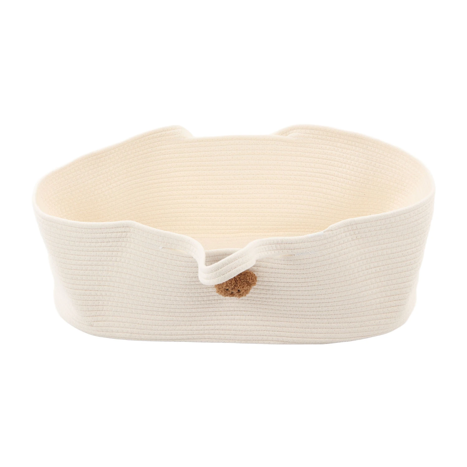 Baby Sleeping Basket Foldable Cartoon Safety Portable Cotton Baby Carrying Basket with Mattress Pad White