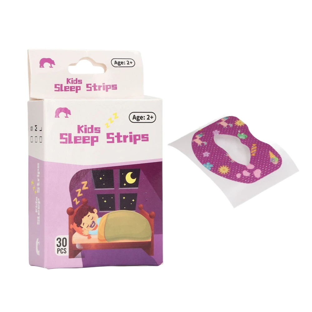 Kids Sleep Mouth Strips Breathable Soft Mouth Tapes for Better Nose Breathing Small Size Purple 30pcs