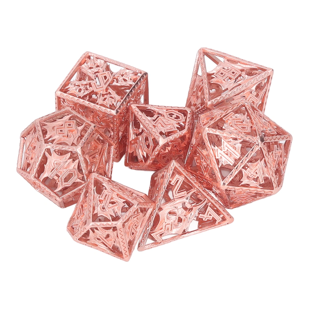 7pcs Brass Hollow Dice Set Adult Party Desktop Role Playing Game Polyhedral Dice for Math Teaching