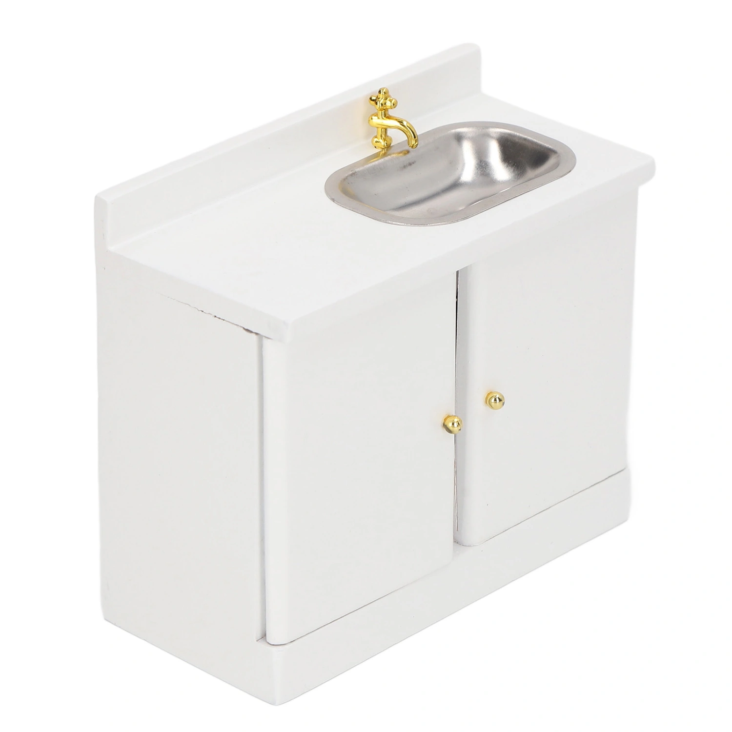 1 : 12 Miniature Dollhouse Cabinet with Sink Realistic Exquisite Structure Smooth Surface Wooden for Bathroom