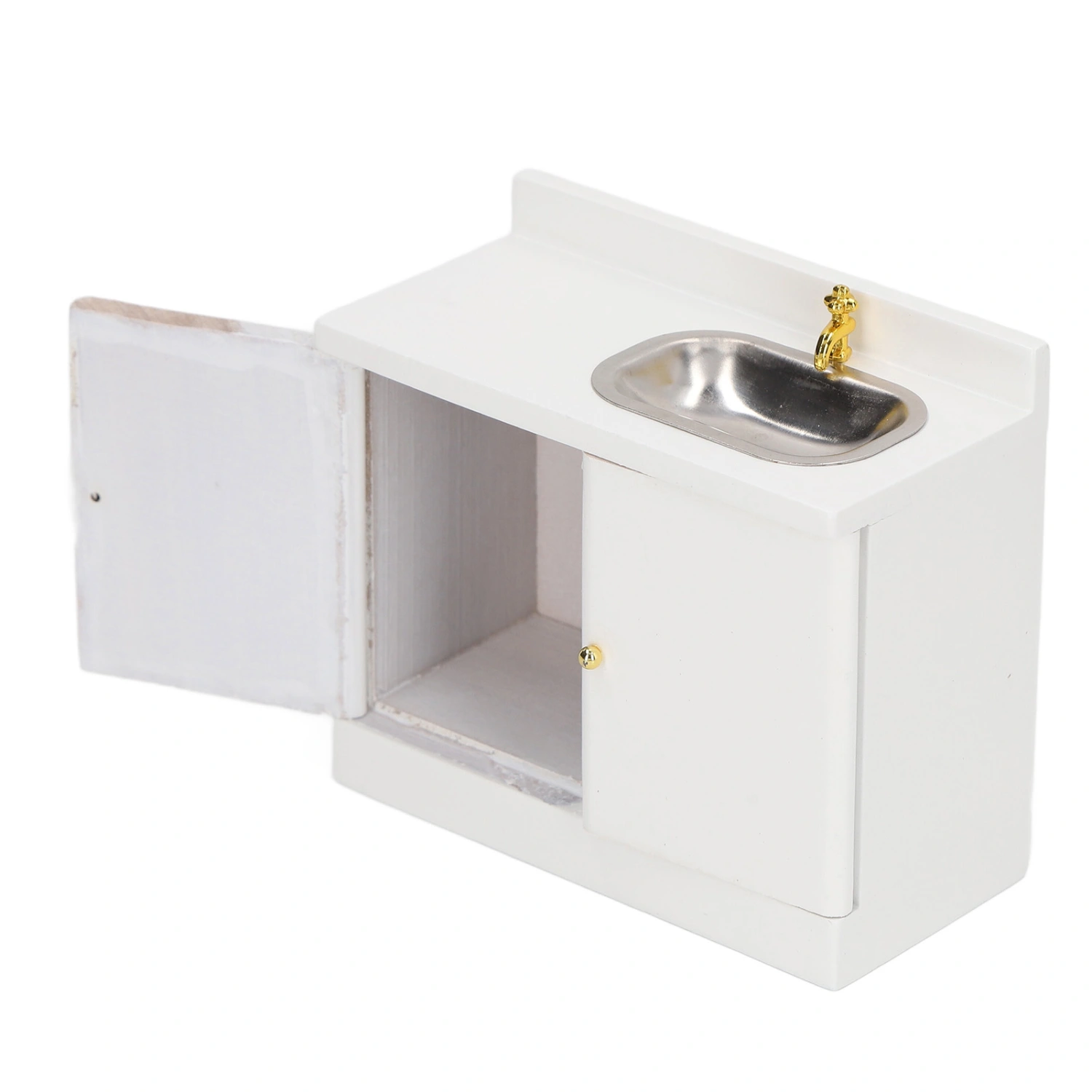 1 : 12 Miniature Dollhouse Cabinet with Sink Realistic Exquisite Structure Smooth Surface Wooden for Bathroom