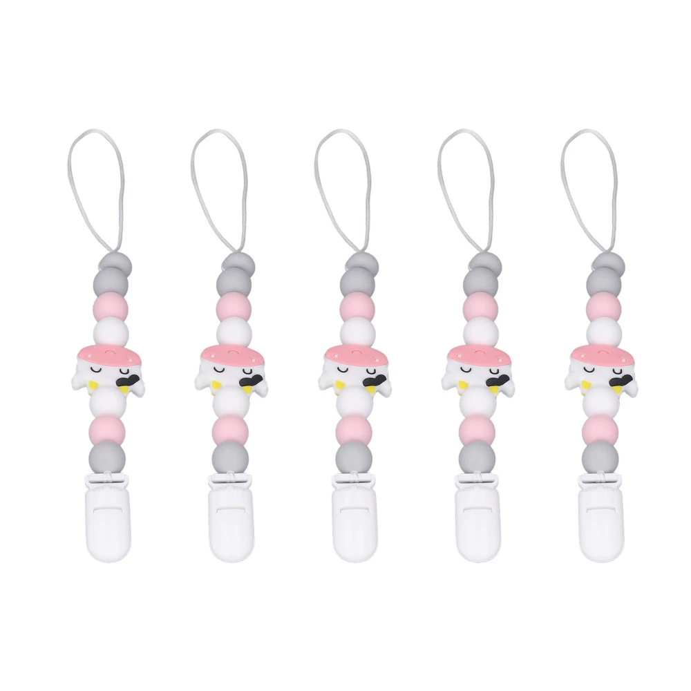 5Pcs Baby Pacifier Clip Food Grade Silicone Prevent Falling Easy to Clean Pacifier Chain for Toddler Pink