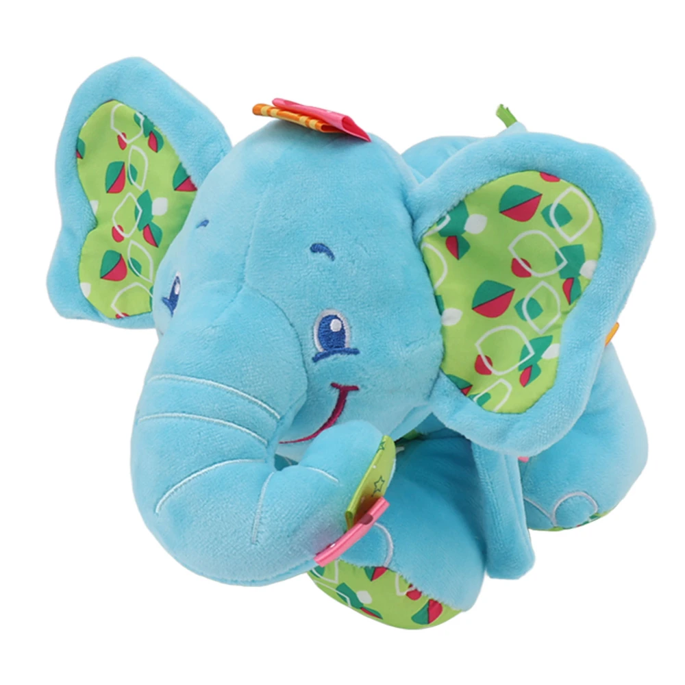 Baby Plush Animal Toy Hanging Bright Color Soft High Contrast Bell Sound Cute Stuffed Toy 20cm Blue