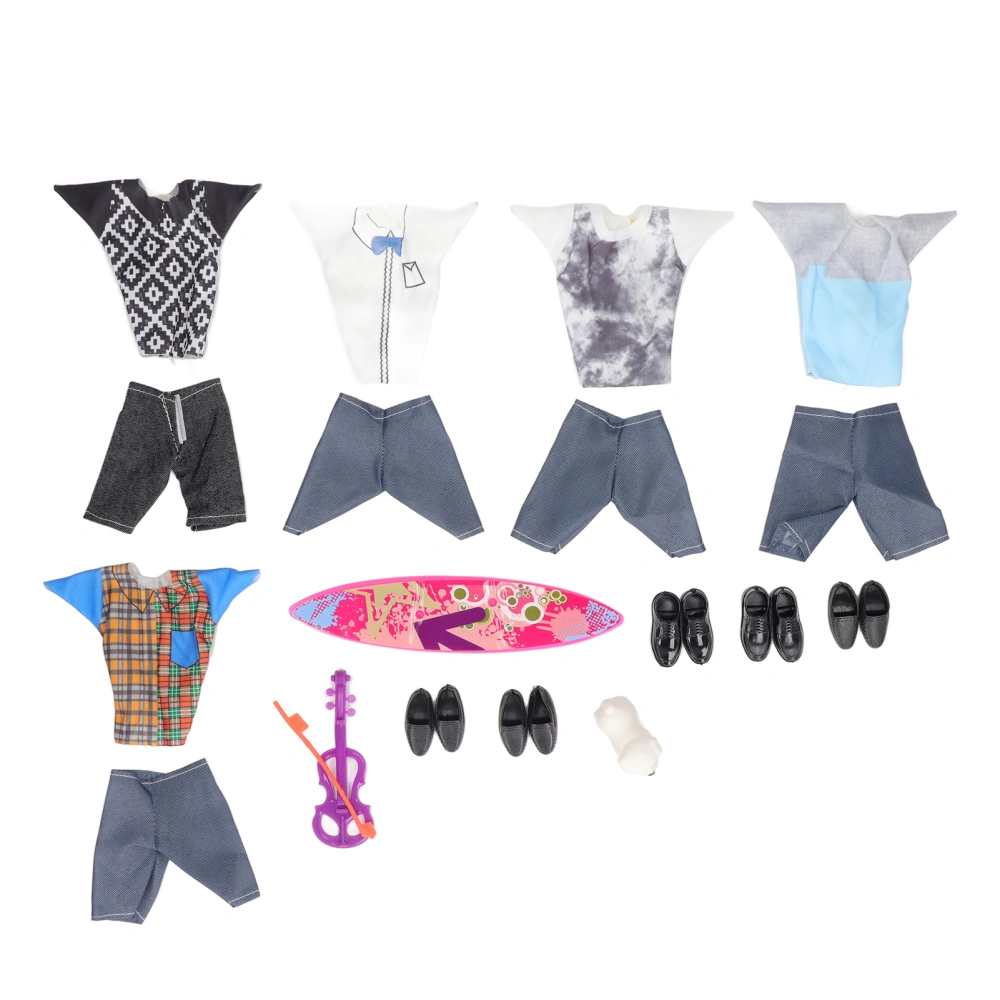 Baby Doll Clothes Set Colorful Surfboard Shoes Violin Doll Model Mini Boy Dolls Outfit Set