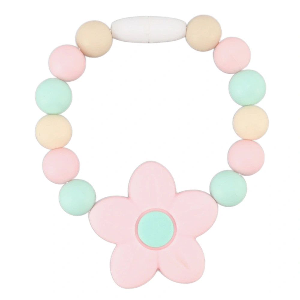 Baby Teething Bracelet Silicone Round Flower Shape Beads Fashionable Infant Teether Bracelet Gift