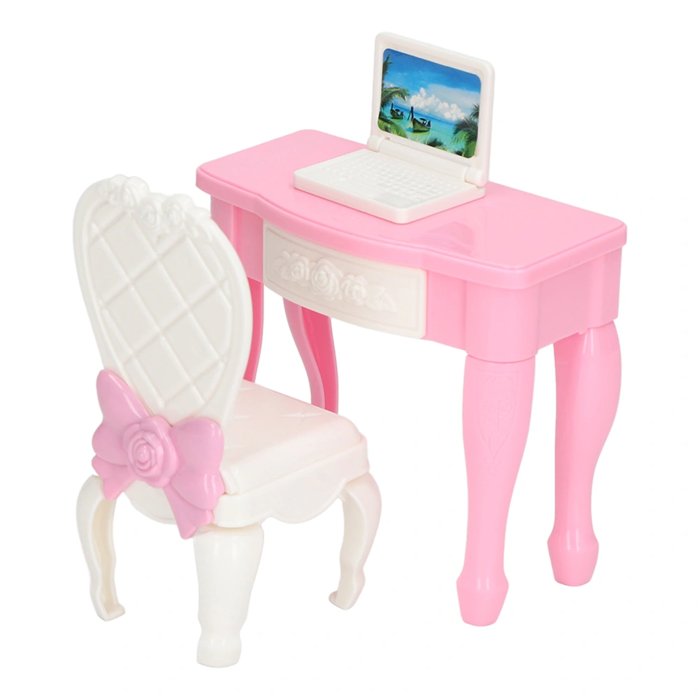 1:12 Scale Dollhouse Laptop Table Chair Furniture Mini Accessory Dollhouse Notebook Desk Chair Set