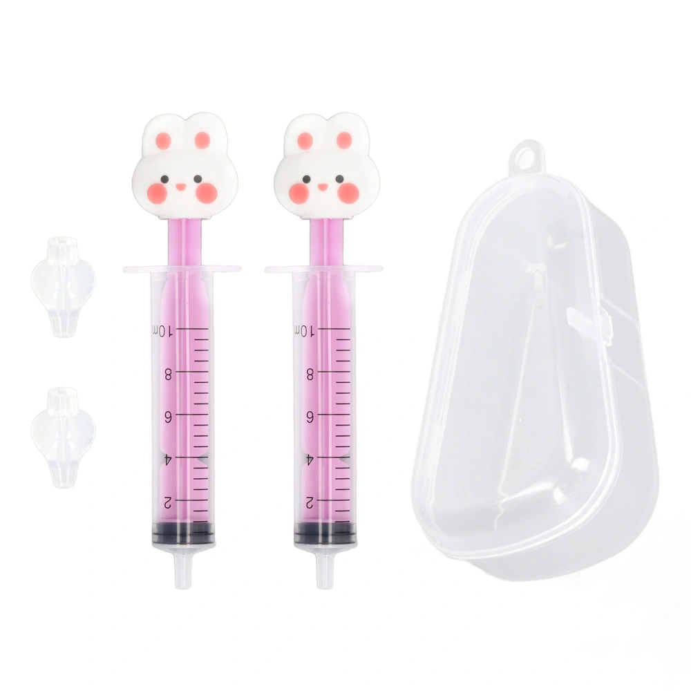 2pcs Baby Nasal Irrigator Cartoon Shaped Syringe Type Silicone Infant Nose Cleaner Rinsing Device Pink Rabbit