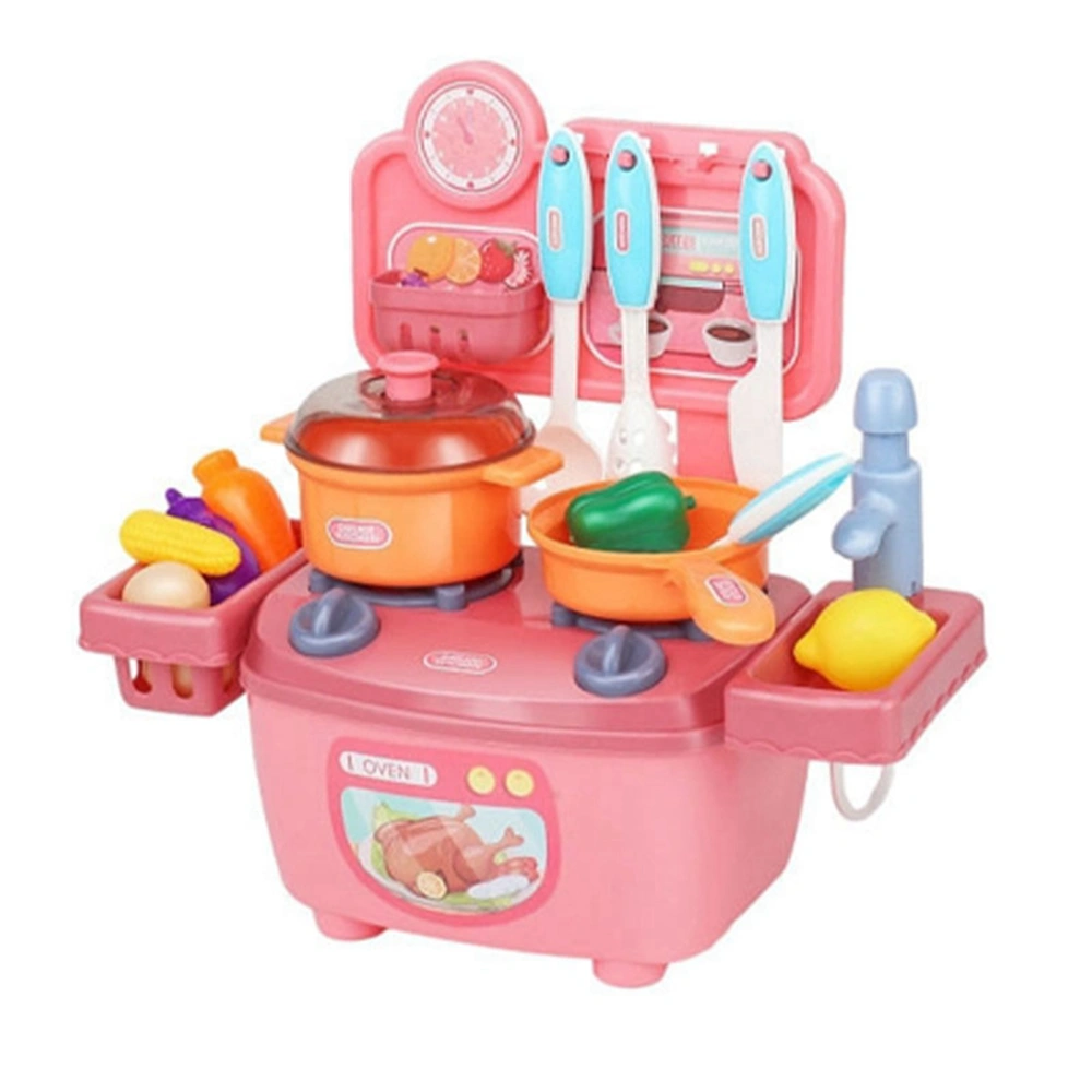 Children Kitchen Toys Plastic Educational Kids Cookware Playset Cooking Toys Birthday Gifts Pink