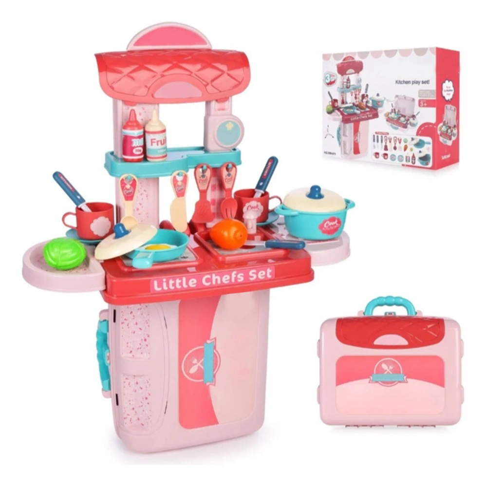 30pcs Kitchen Toy Playset Educational Interactive Skill Development Safe Kitchen Play House Toy Pink