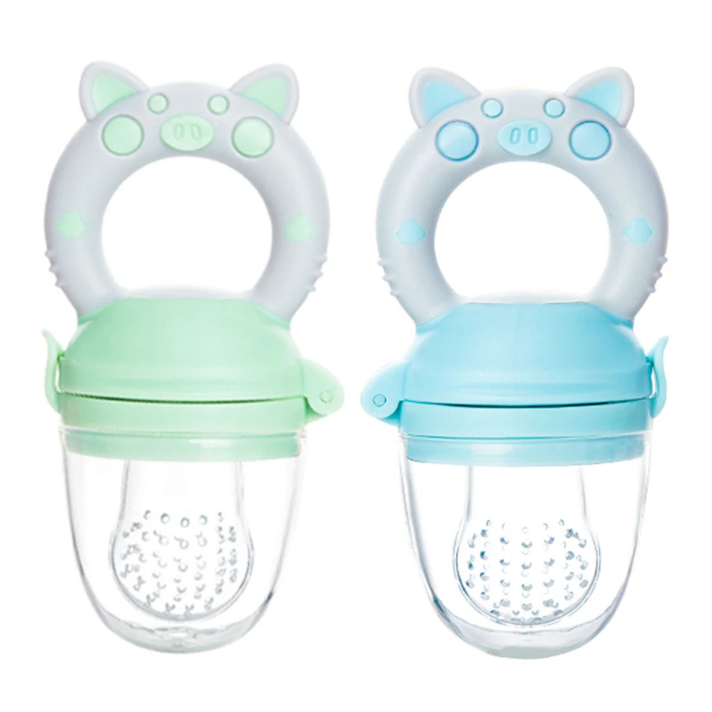 2pcs Baby Food Feeder Pacifier Blue Green Exercise Coordination Soft Silicone Baby Food Feeder for Home Use