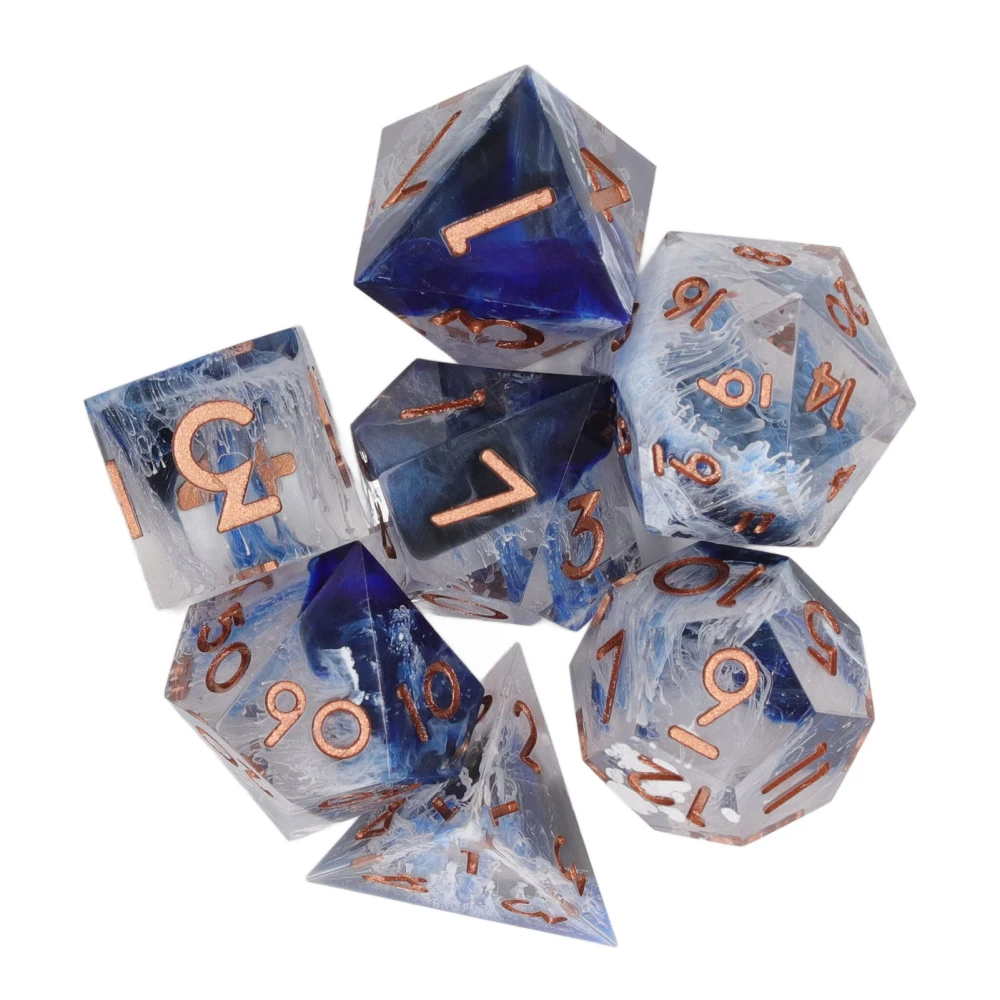 7 Pcs Resin Dice Set Transparent Polyhedron Clear Number Well Balanced Portable Dice Set for Tabletop Games