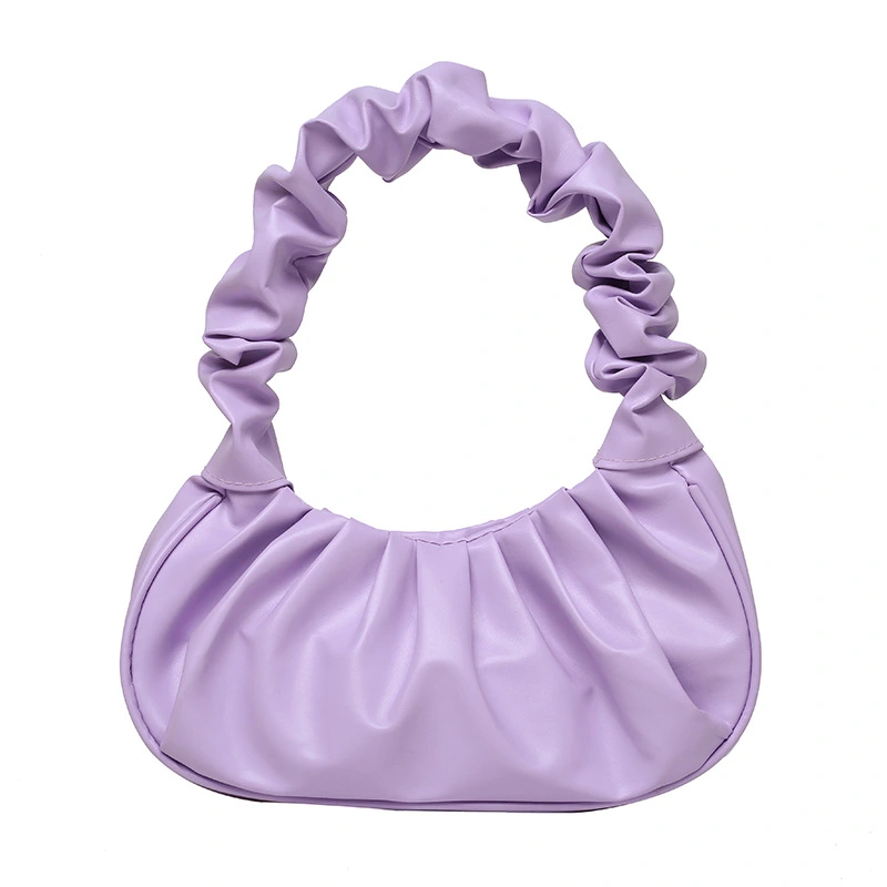 Pure Color Cloud Pleated Simple Sweet Shoulder Bag