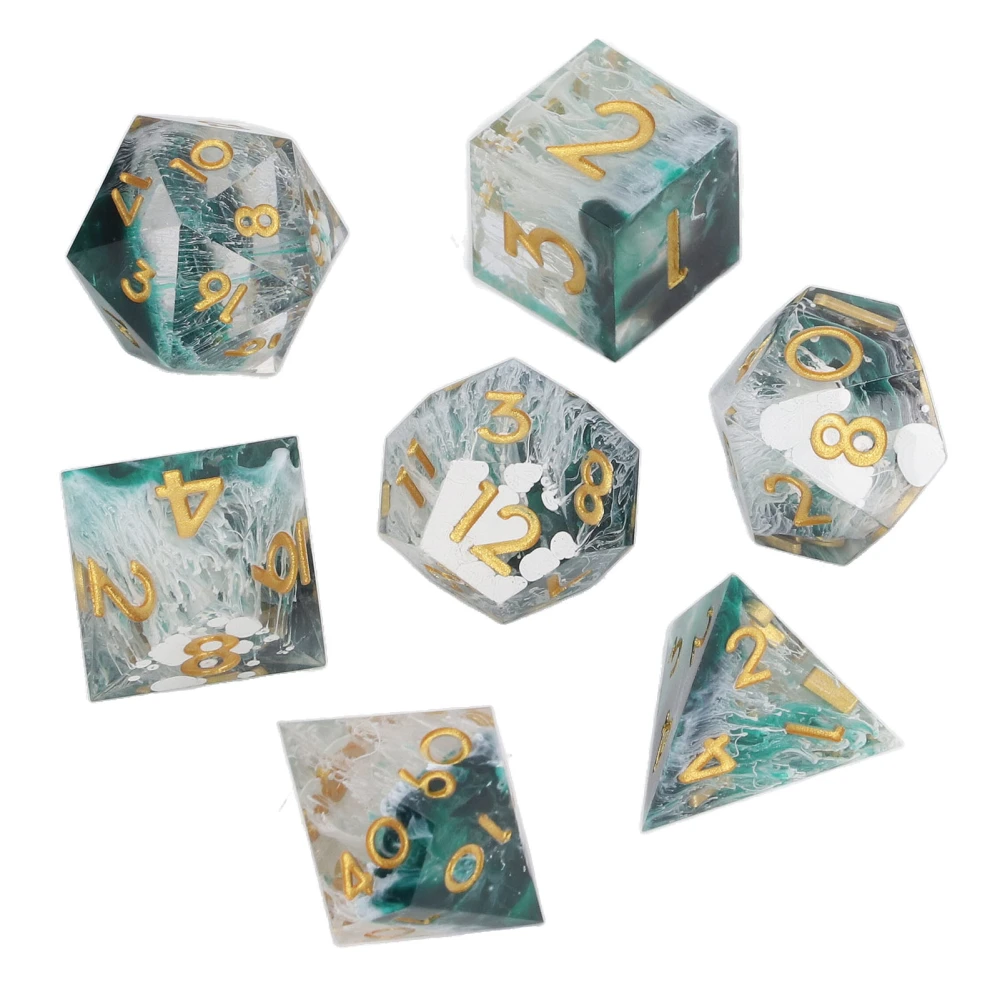 7Pcs Dice Multi Sided Transparent Resin Home Decoration Ornament Game Accessory for Party