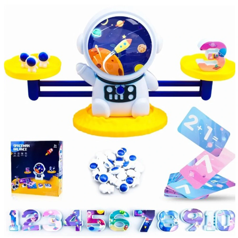 Yellow Space Balance Set with Weights Cards Numbered Toys Space Balance Toy Kit for Living Room