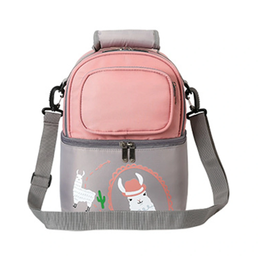 Breastmilk Cooler Transport Bag Waterproof Soft Double Layer Insulation Milk Bottle Lunchbox Backpack Pink Gray