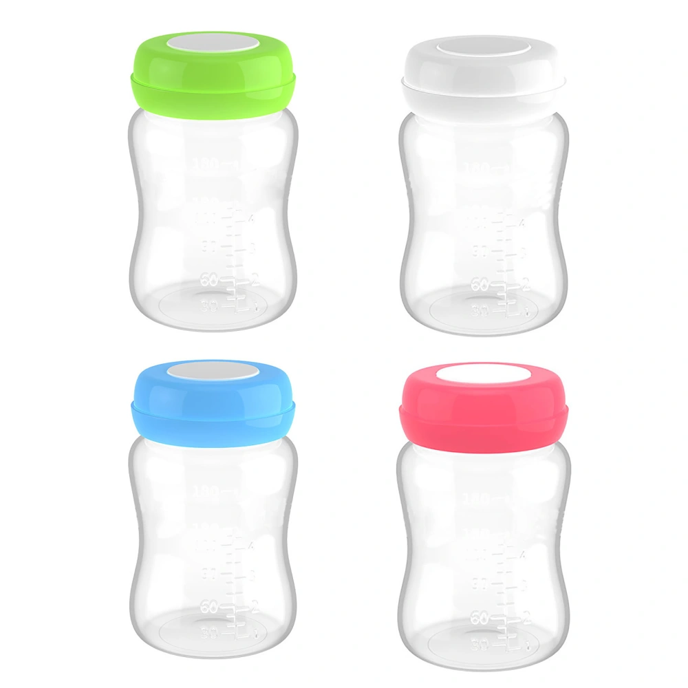 4PCS Breastmilk Storage Bottles Wide Caliber Leakproof Breastmilk Freezer Bottles with Silicone Gasket 180ml