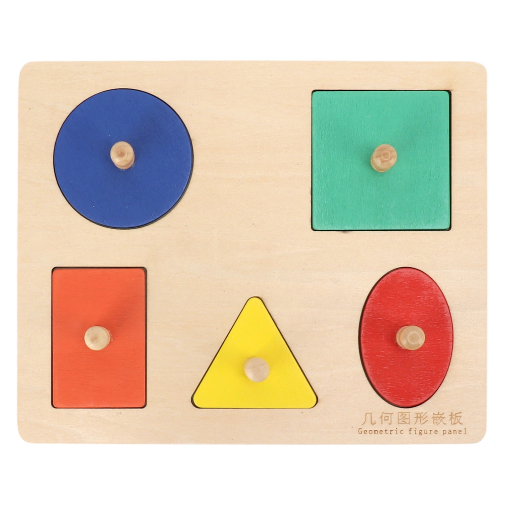 Baby Toddlers 5 Color Knob Puzzle Toy Holiday Party Funny Wooden Geometric Shape Puzzle Educational Toy