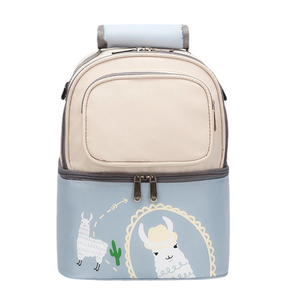 Breastmilk Cooler Transport Bag Waterproof Soft Double Layer Insulation Milk Bottle Lunchbox Backpack Beige Sky Blue