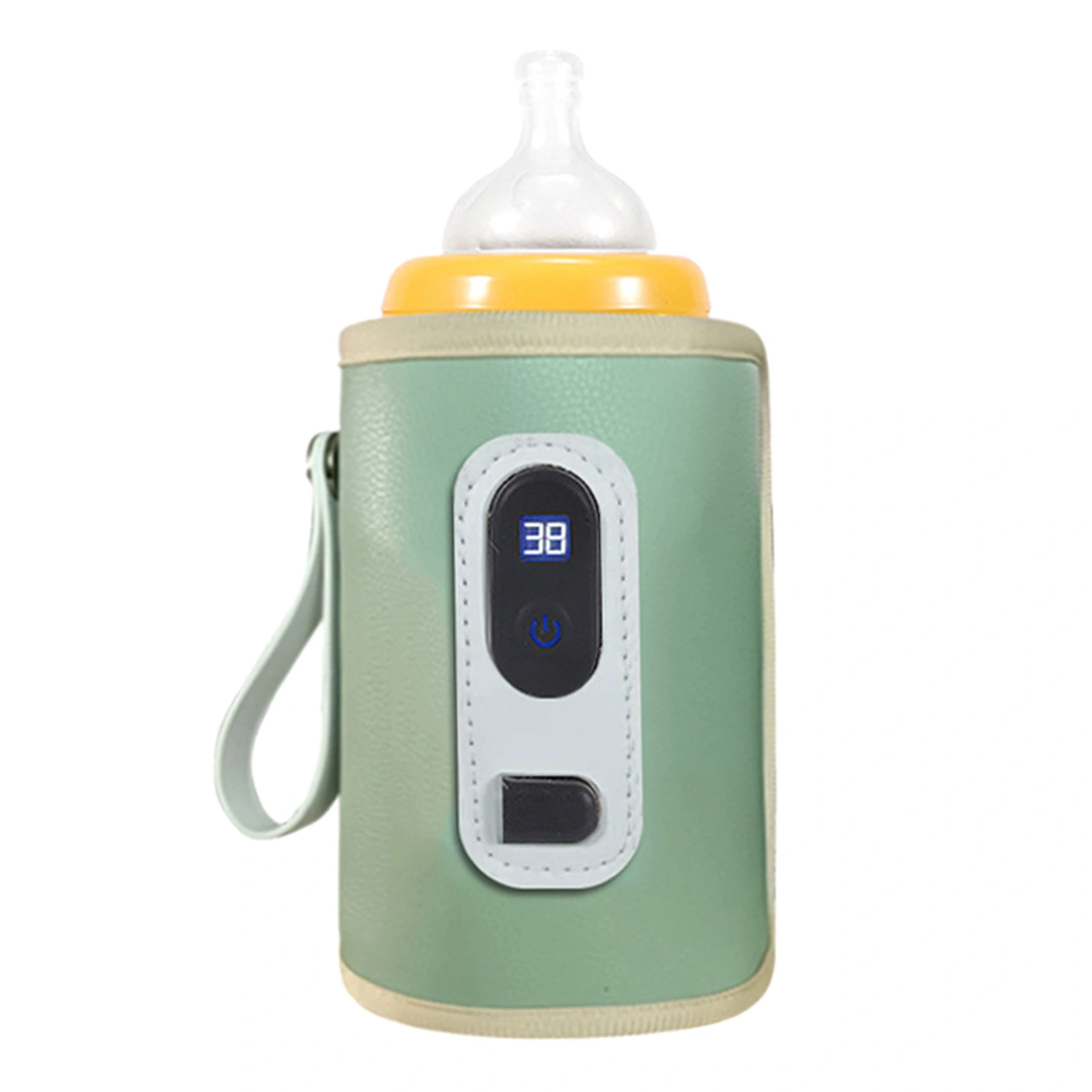 USB Baby Bottle Warmer LCD Screen Temperature Adjustable Precise Heating Waterproof Portable Milk Bottle Heater Green