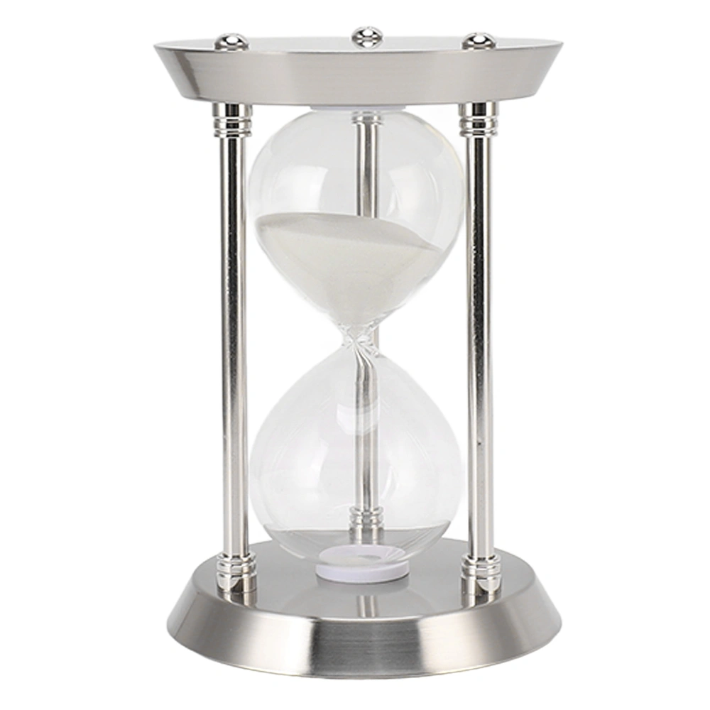 Metal Hourglass Sand Timer Decorative Vintage High Glossy Sand Replaceable Sandglass Clock Silver M 30min